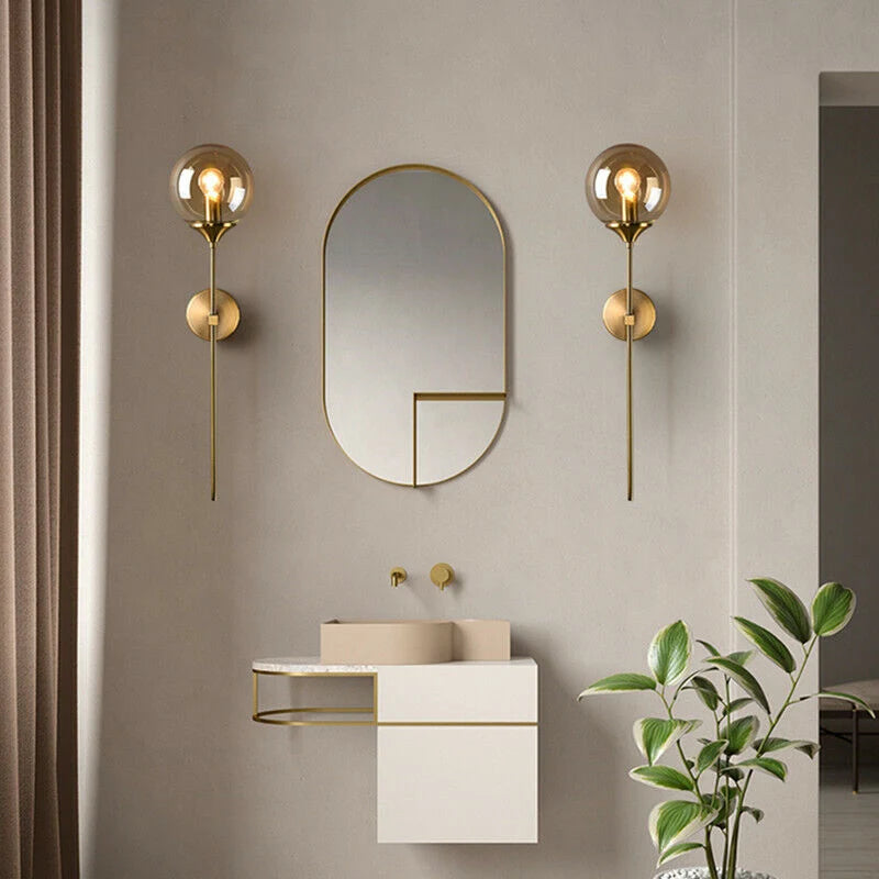 Wall Sconce Glass Globe Warm Diffused Light