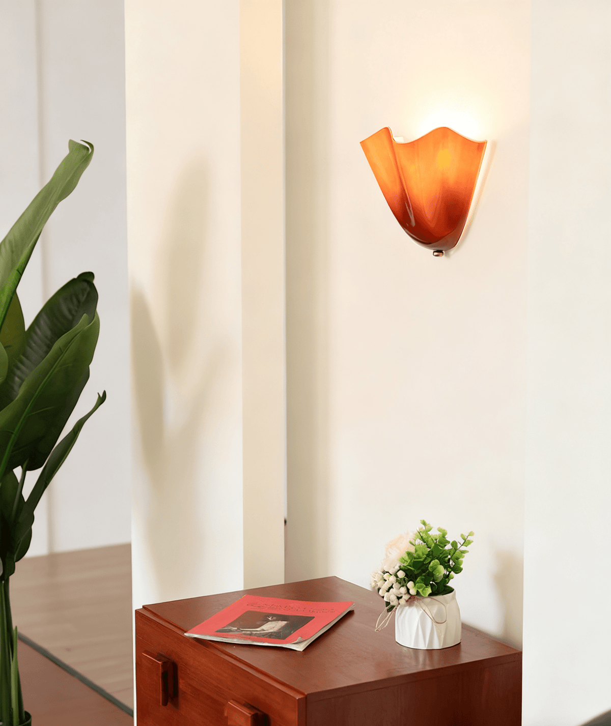 Wall Sconce Glass Petal Design Hardwired