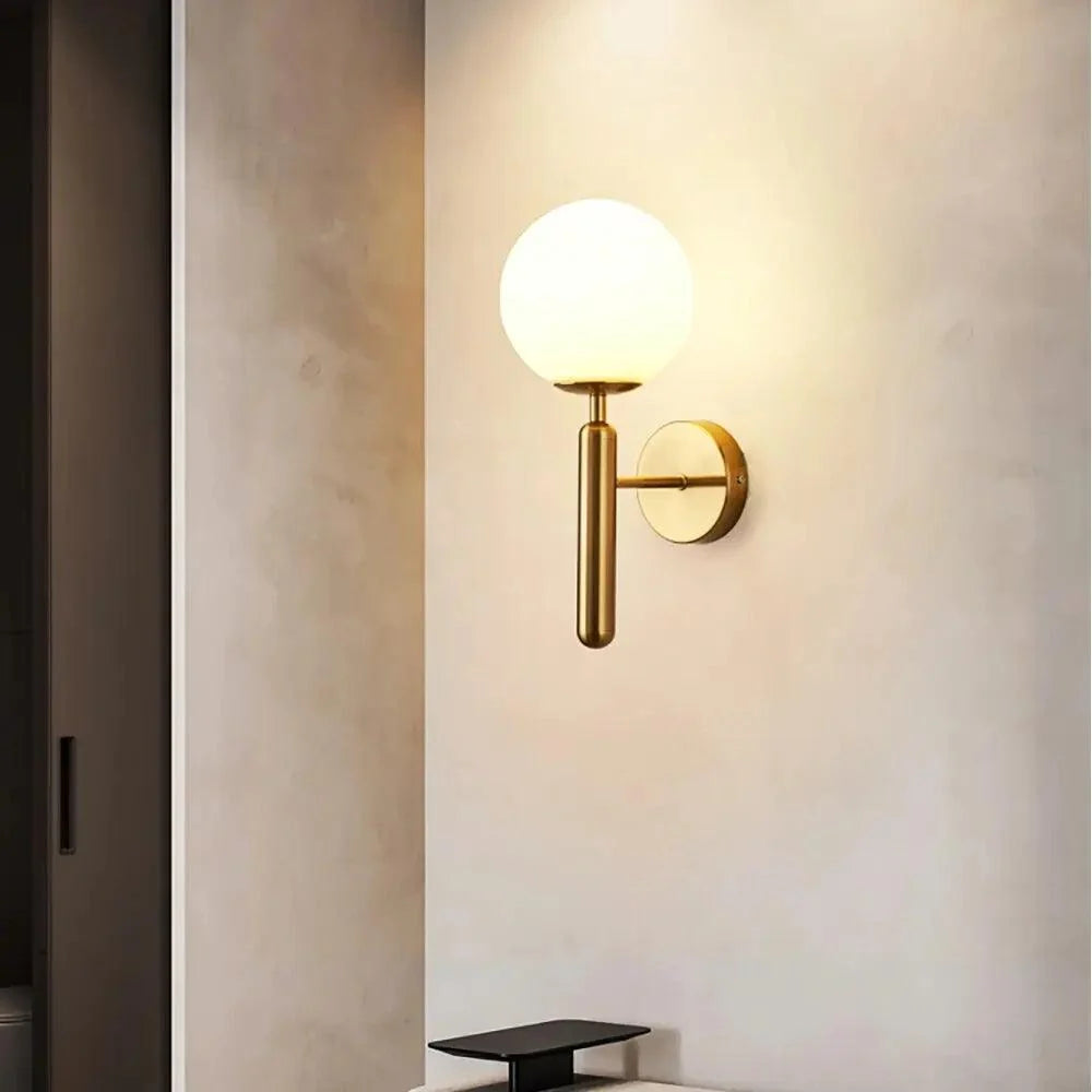 Wall Sconce Gold Or Black Milk & Ripple Glass
