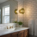 Wall Sconce Hand-Blown Green Glass Gold Finish Integrated LED