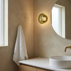 Wall Sconce Hand-Blown Green Glass Gold Finish Integrated LED