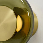 Wall Sconce Hand-Blown Green Glass Gold Finish Integrated LED