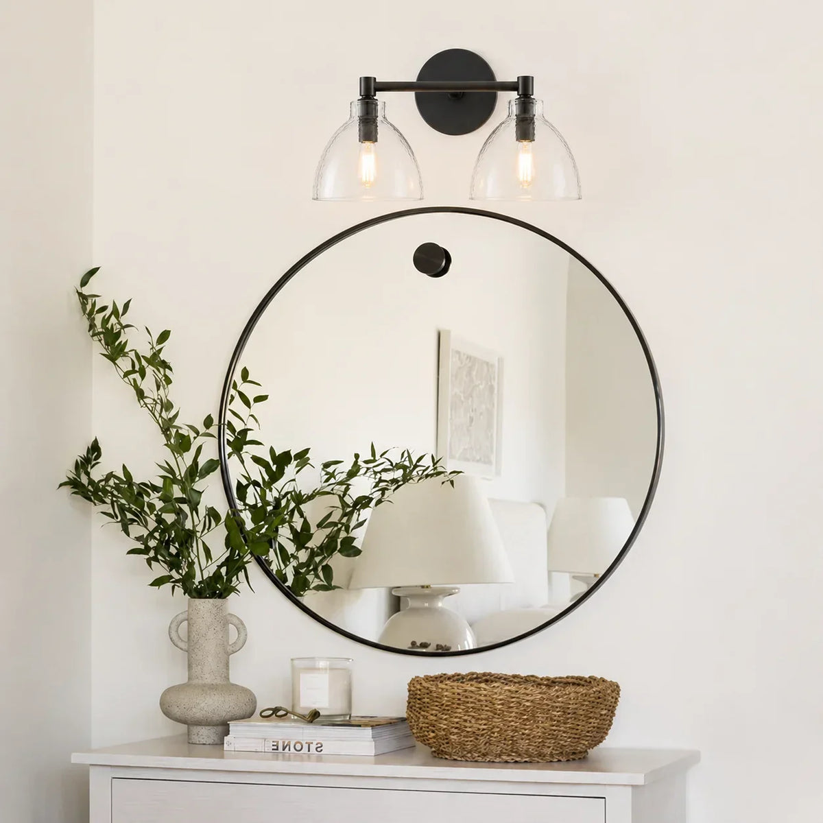Wall Sconce Hand-Blown Recycled Glass Open Bottom