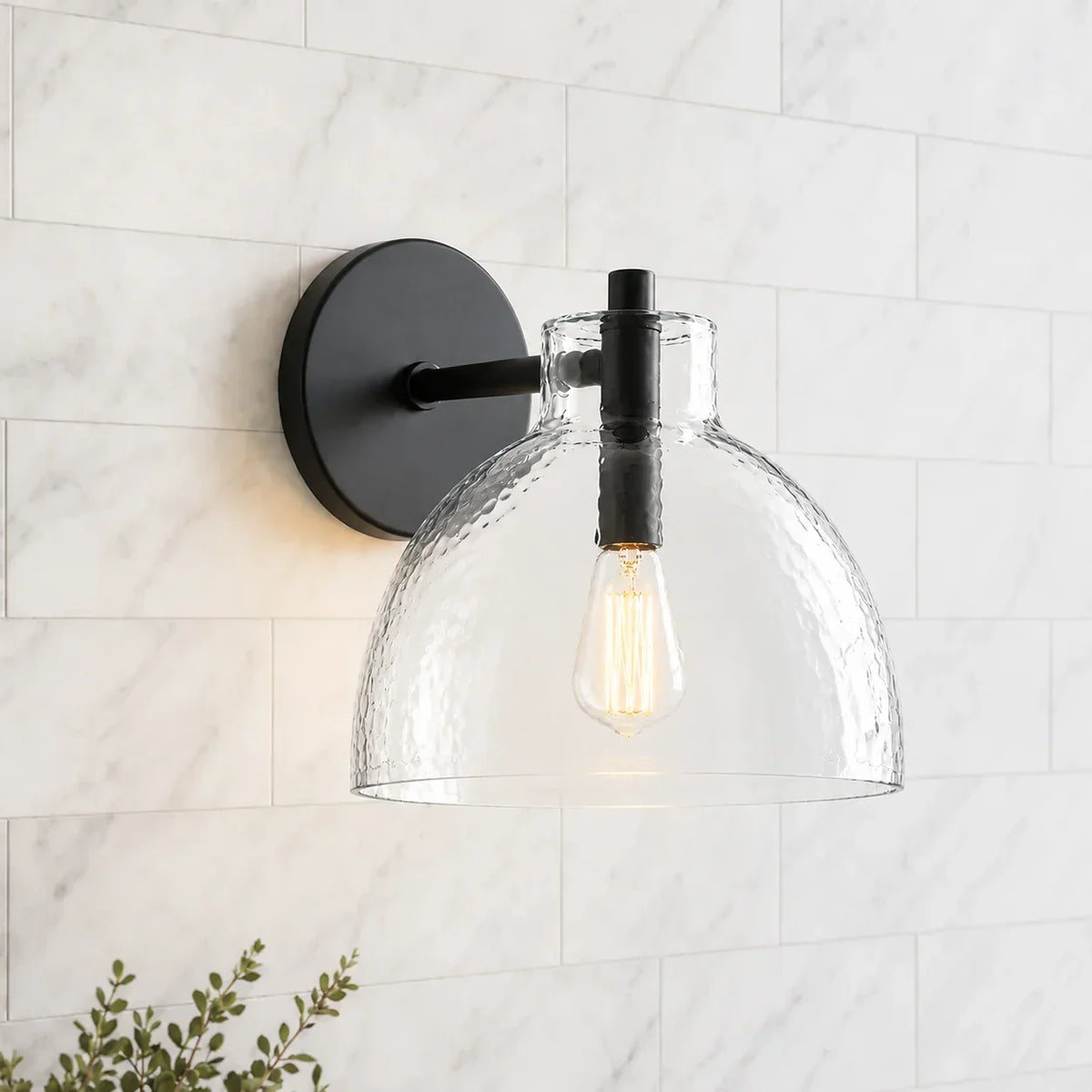 Wall Sconce Hand-Blown Recycled Glass Open Bottom