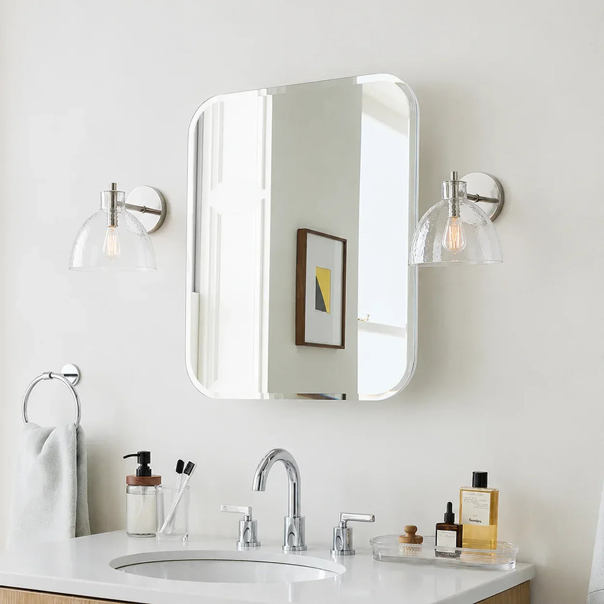 Wall Sconce Hand-Blown Recycled Glass Open Bottom