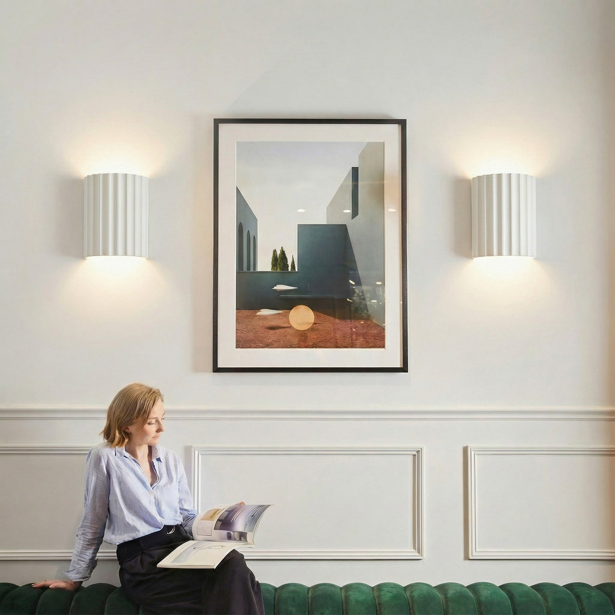 Wall Sconce High-Density Resin Ribbed Glare-Free LED