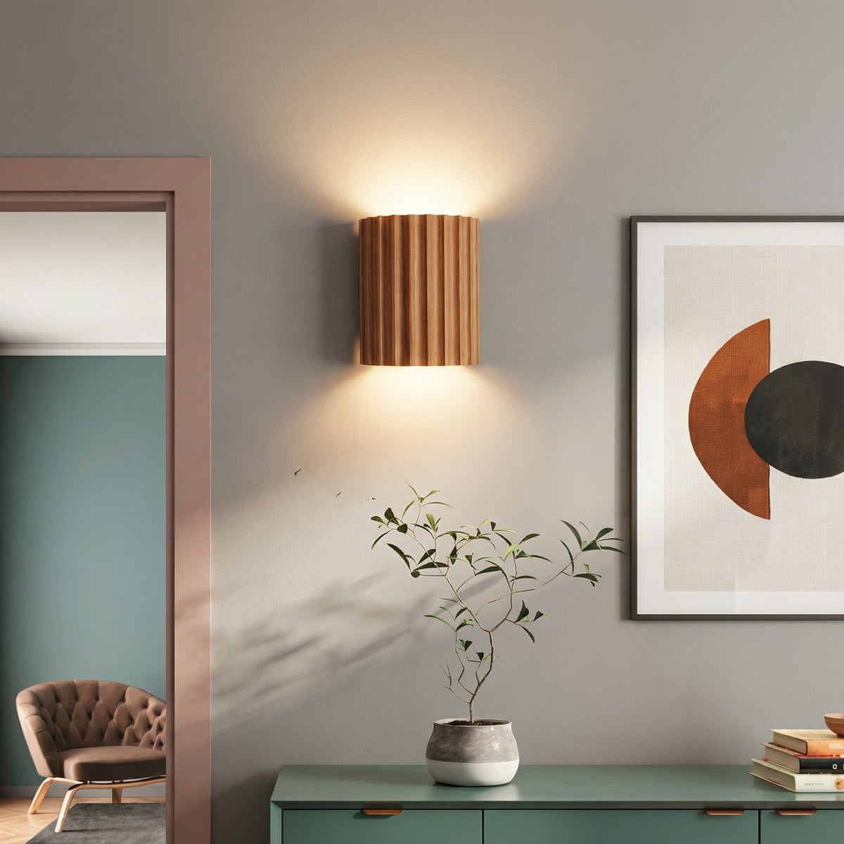 Wall Sconce High-Density Resin Ribbed Glare-Free LED