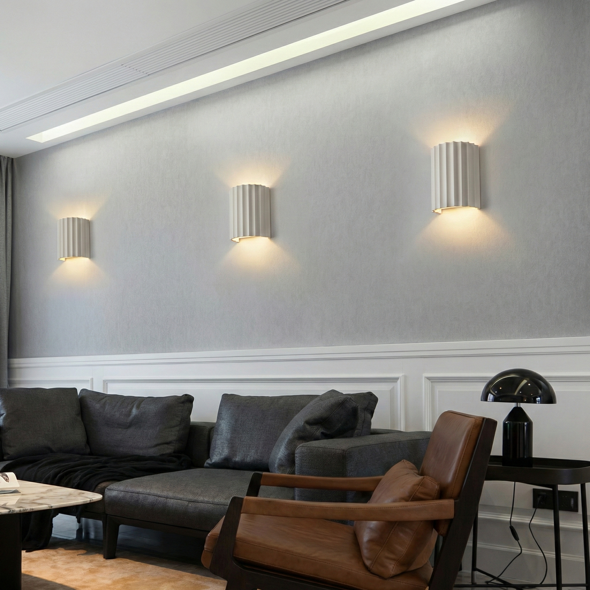 Wall Sconce High-Density Resin Ribbed Glare-Free LED