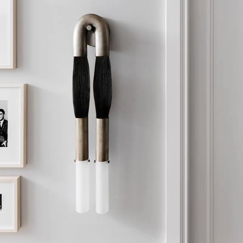 Wall Sconce Horsehair Tassel Two-Light Iron & Glass