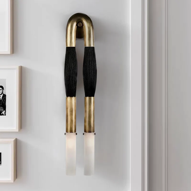 Wall Sconce Horsehair Tassel Two-Light Iron & Glass