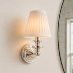 Wall Sconce Linen Shade & Brass Finish