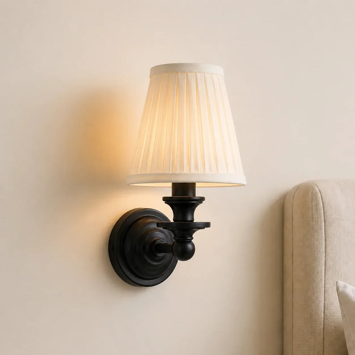 Wall Sconce Linen Shade & Brass Finish