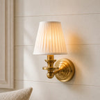 Wall Sconce Linen Shade & Brass Finish