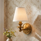 Wall Sconce Linen Shade & Brass Finish