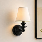 Wall Sconce Linen Shade & Brass Finish