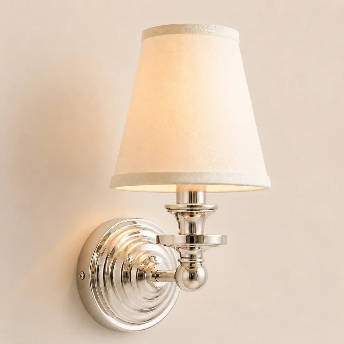 Wall Sconce Linen Shade & Brass Finish