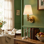 Wall Sconce Linen Shade & Brass Finish