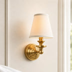 Wall Sconce Linen Shade & Brass Finish