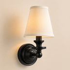 Wall Sconce Linen Shade & Brass Finish