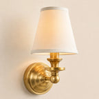 Wall Sconce Linen Shade & Brass Finish