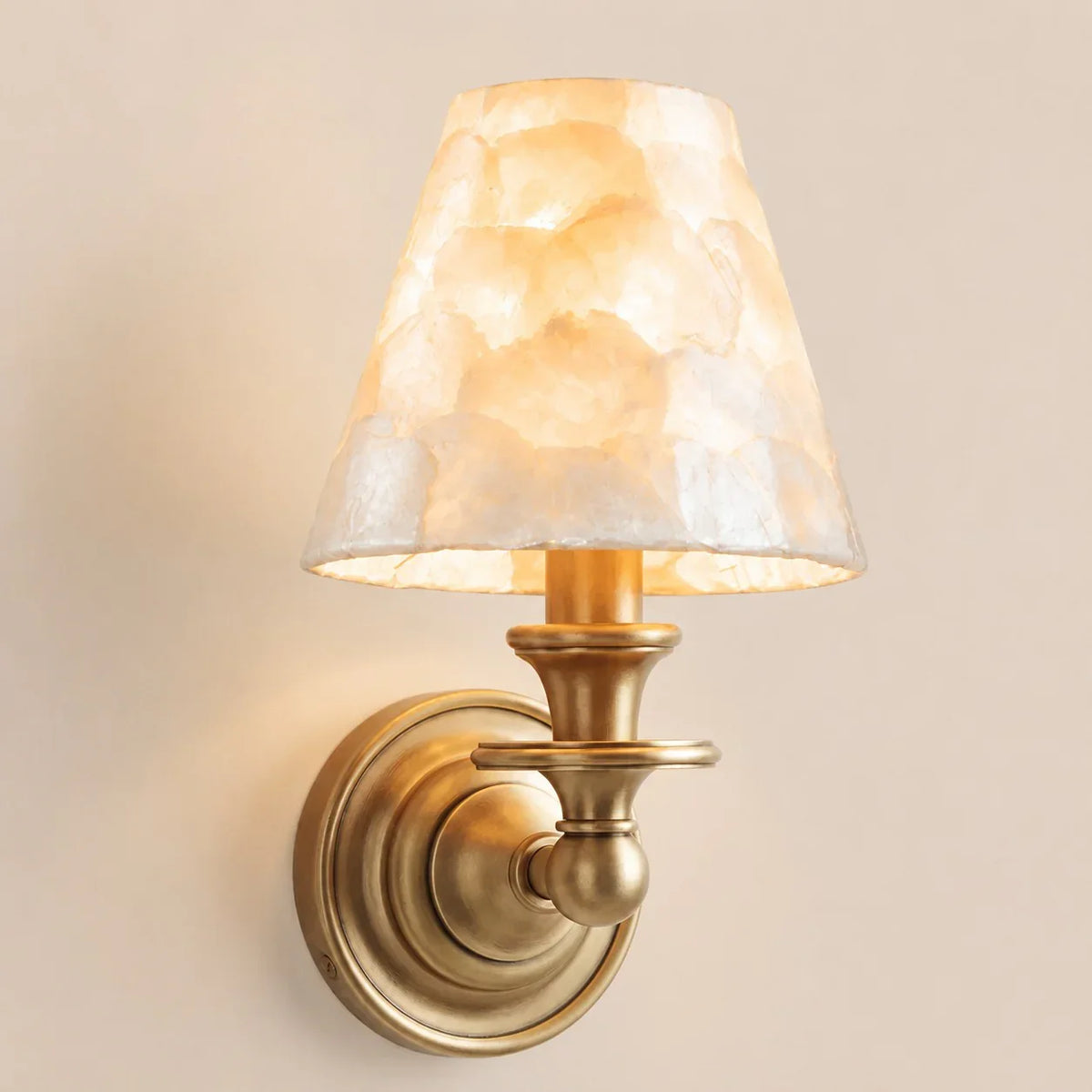 Wall Sconce Linen Shade & Brass Finish