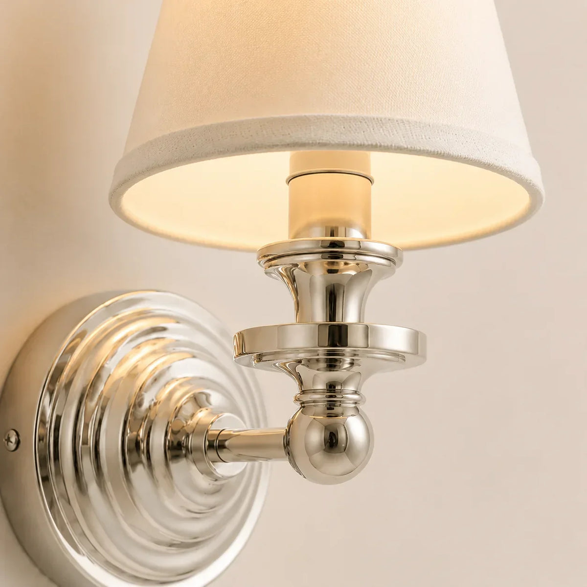 Wall Sconce Linen Shade & Brass Finish