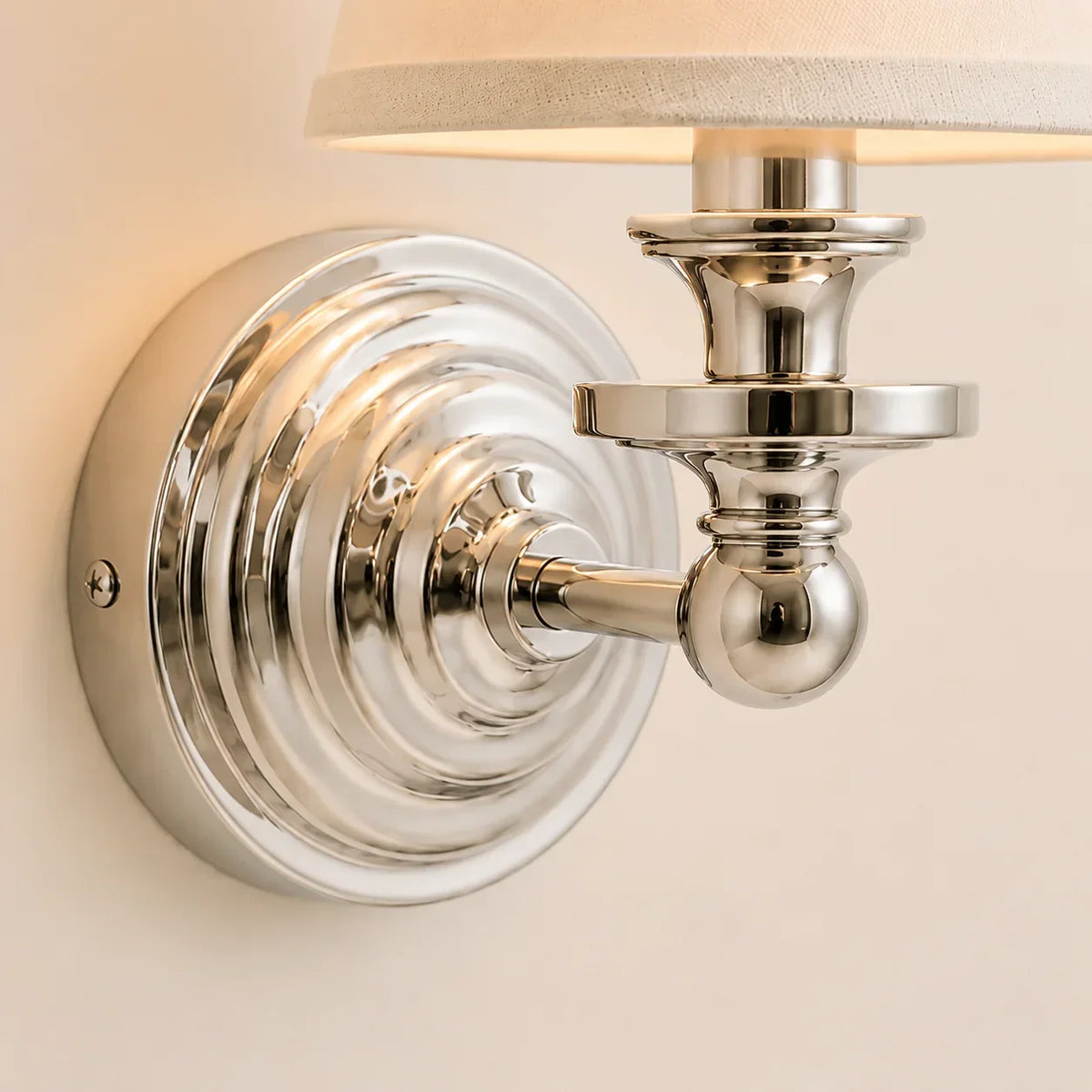 Wall Sconce Linen Shade & Brass Finish