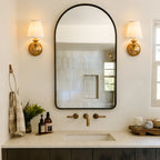 Wall Sconce Linen Shade & Brass Finish