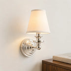 Wall Sconce Linen Shade & Brass Finish