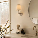 Wall Sconce Linen Shade & Brass Finish