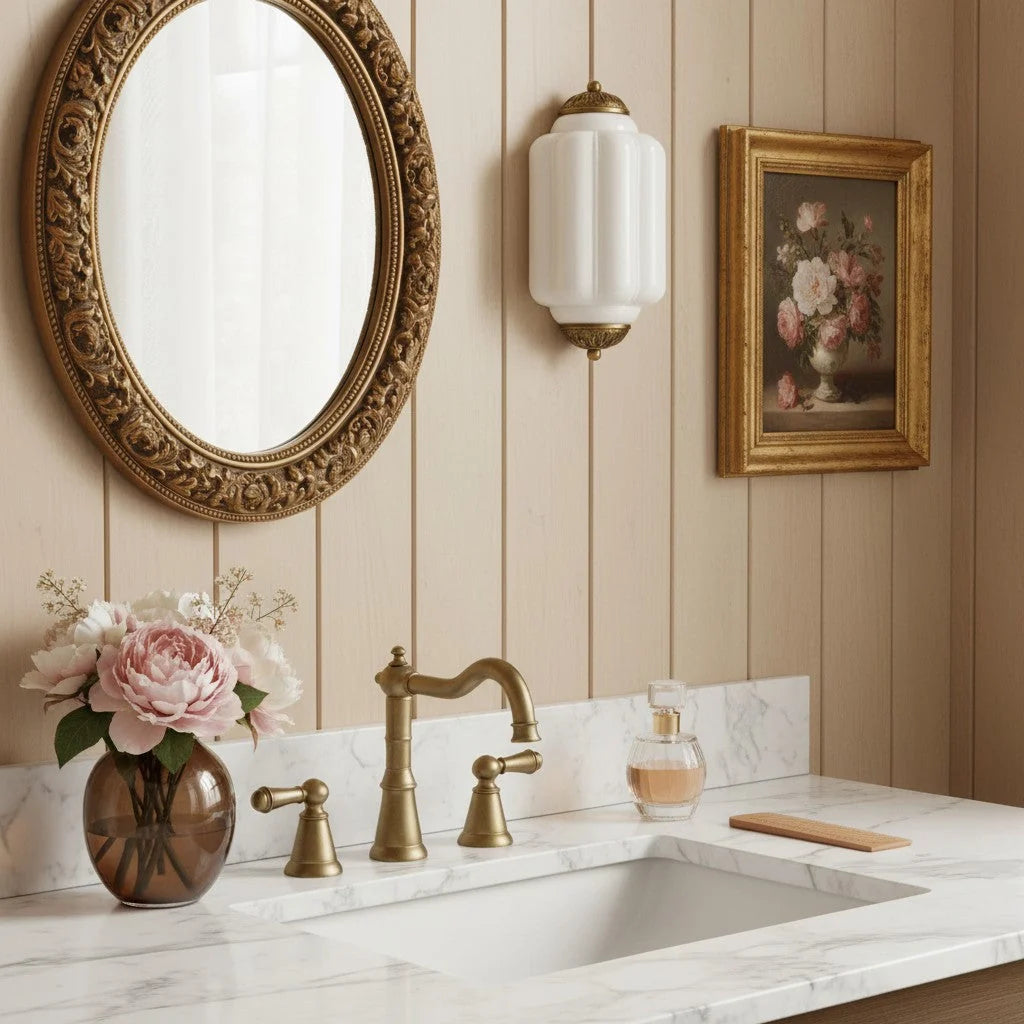 Wall Sconce Milk Glass Shade Antique Brass Finish