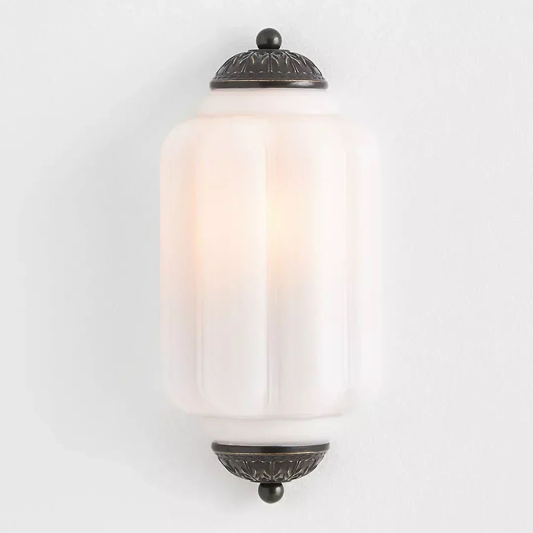 Wall Sconce Milk Glass Shade Antique Brass Finish