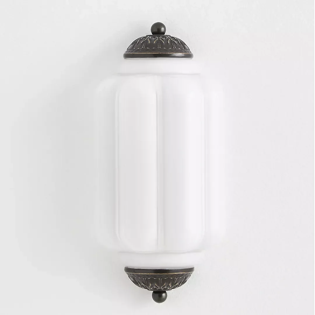 Wall Sconce Milk Glass Shade Antique Brass Finish