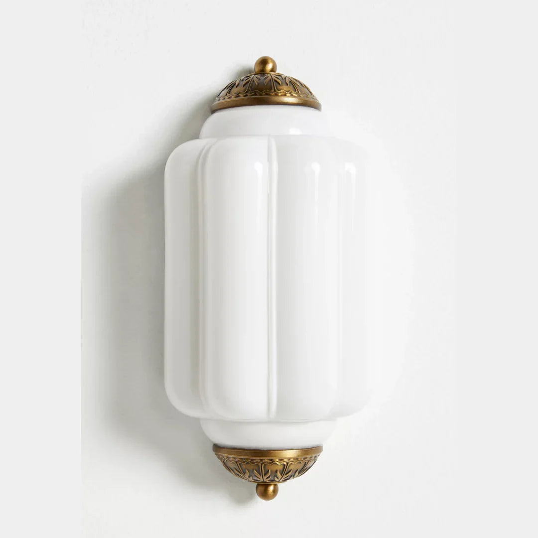 Wall Sconce Milk Glass Shade Antique Brass Finish