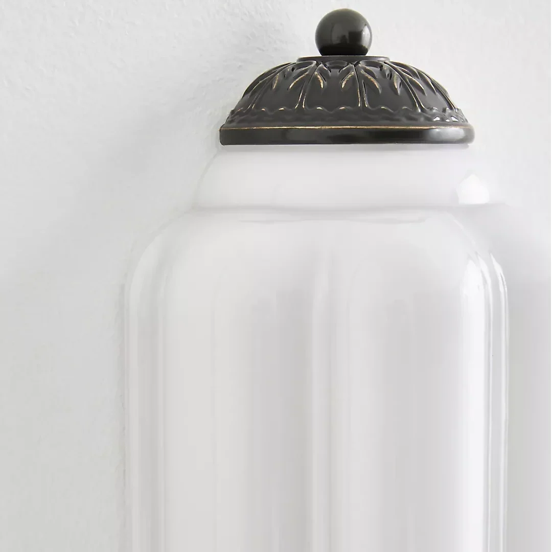 Wall Sconce Milk Glass Shade Antique Brass Finish