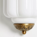 Wall Sconce Milk Glass Shade Antique Brass Finish