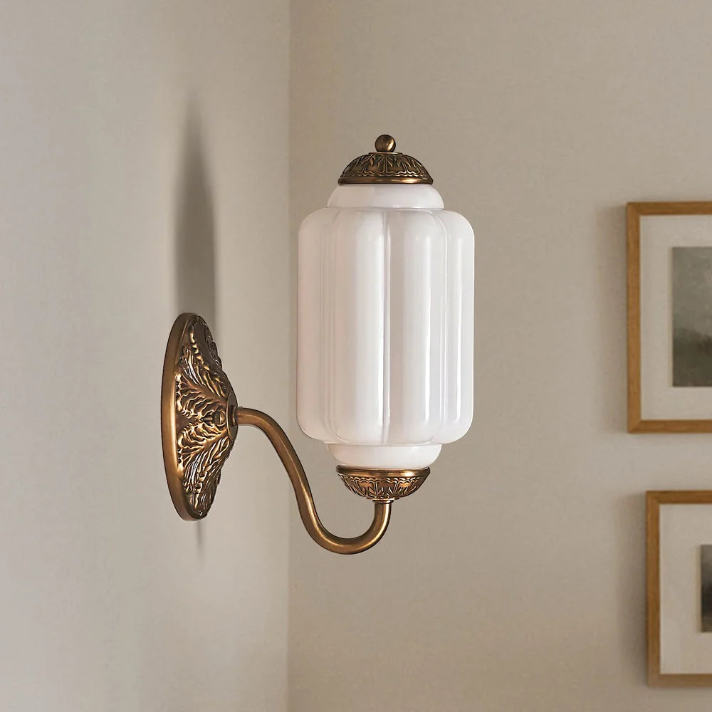 Wall Sconce Milk Glass Shade & Oiled Brass Finish