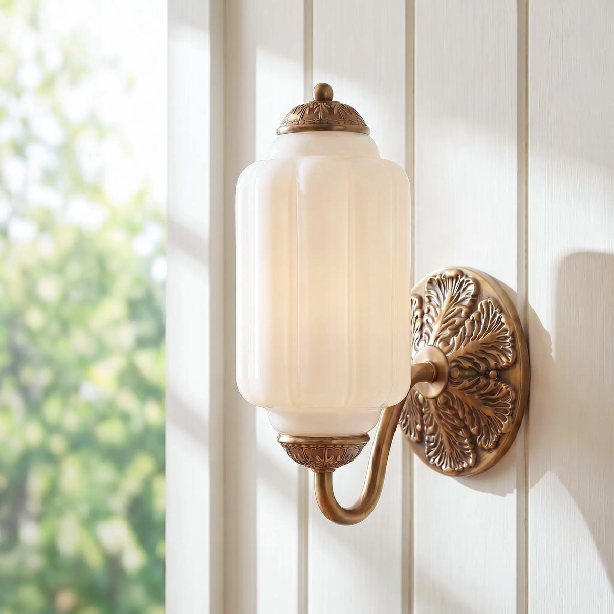 Wall Sconce Milk Glass Shade & Oiled Brass Finish