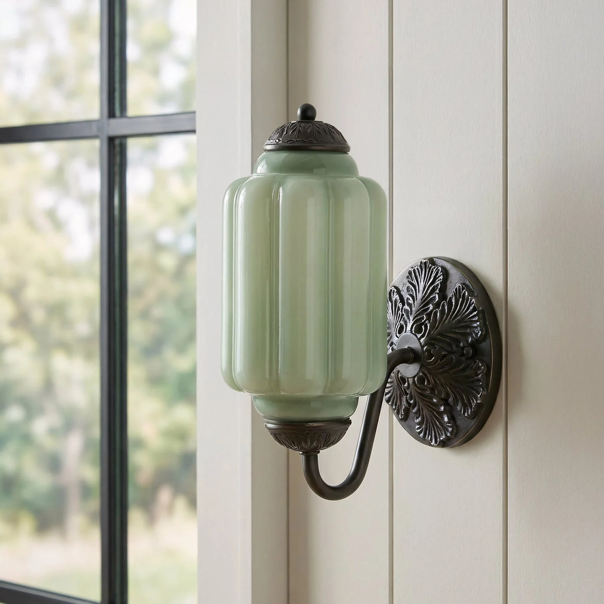 Wall Sconce Milk Glass Shade & Oiled Brass Finish