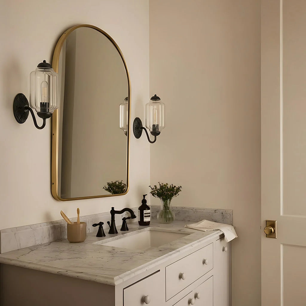 Wall Sconce Milk Glass Shade & Oiled Brass Finish