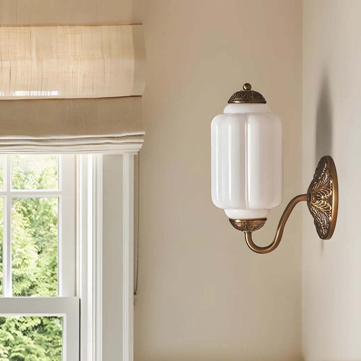 Wall Sconce Milk Glass Shade & Oiled Brass Finish