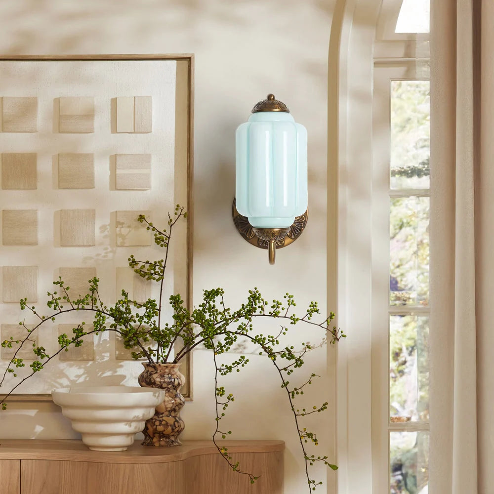 Wall Sconce Milk Glass Shade & Oiled Brass Finish