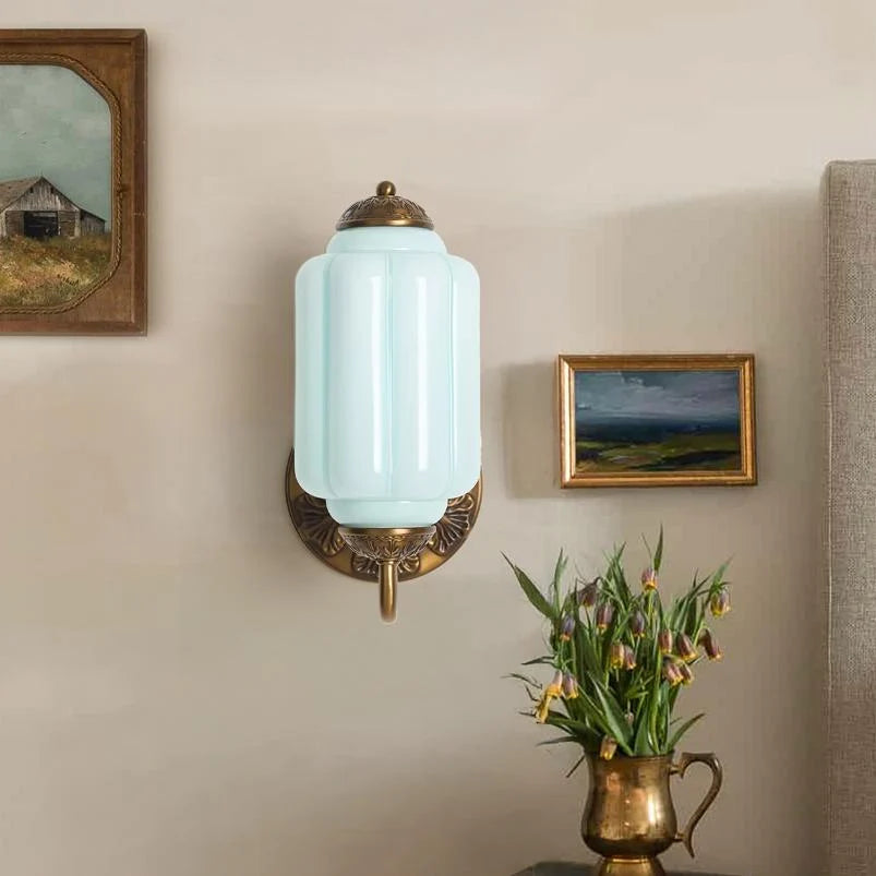 Wall Sconce Milk Glass Shade & Oiled Brass Finish