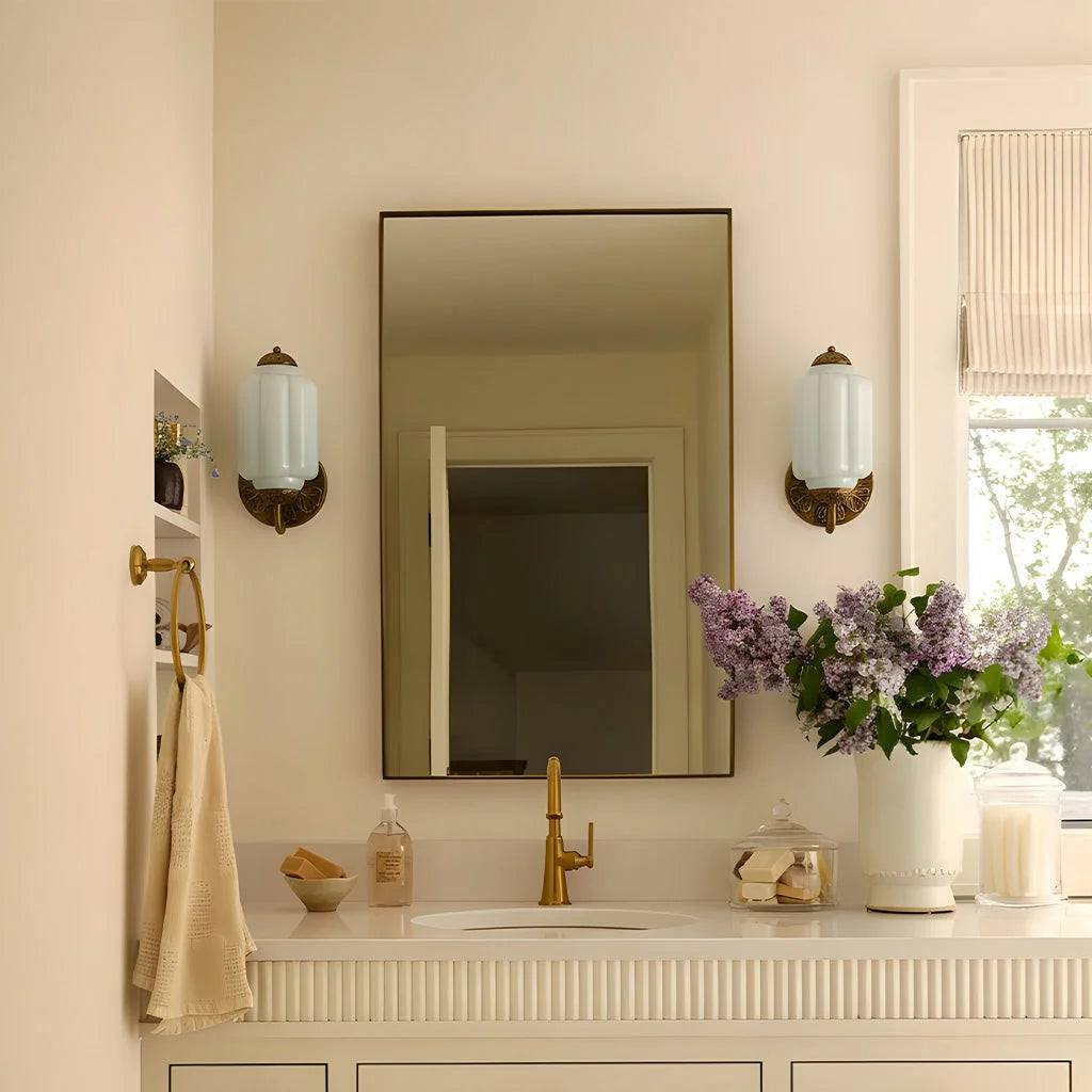 Wall Sconce Milk Glass Shade & Oiled Brass Finish