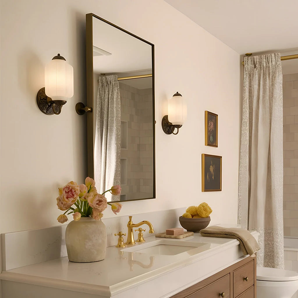 Wall Sconce Milk Glass Shade & Oiled Brass Finish