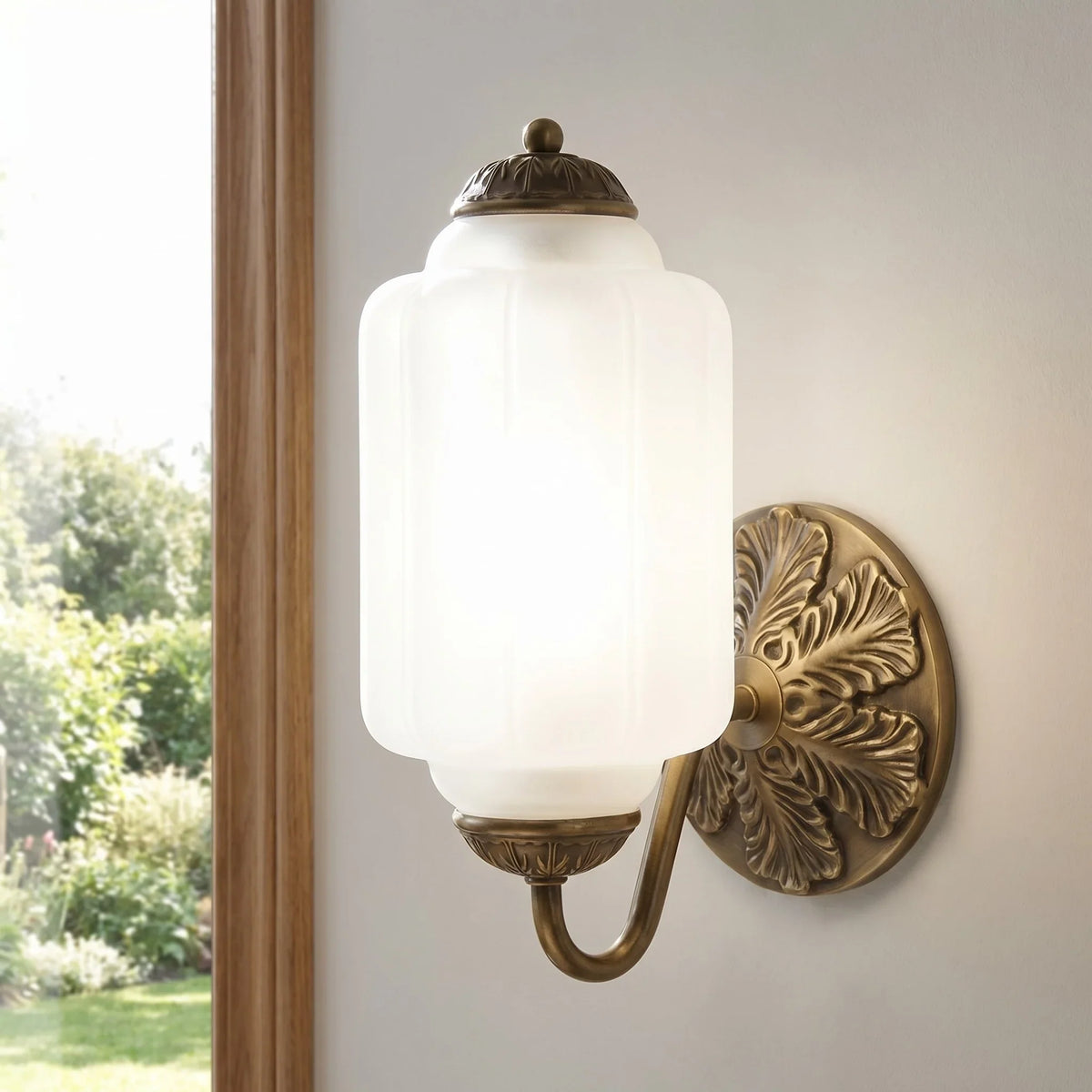 Wall Sconce Milk Glass Shade & Oiled Brass Finish