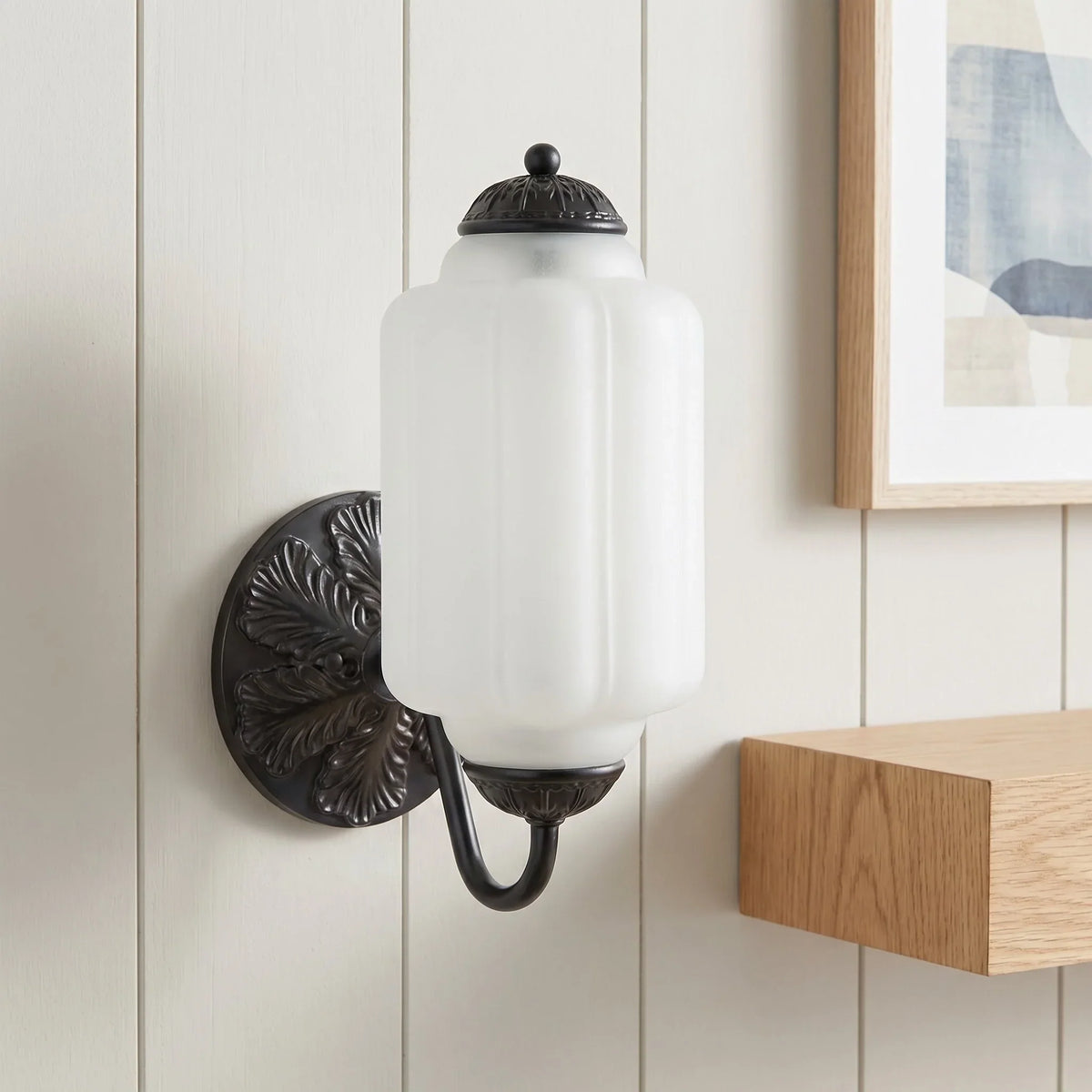 Wall Sconce Milk Glass Shade & Oiled Brass Finish