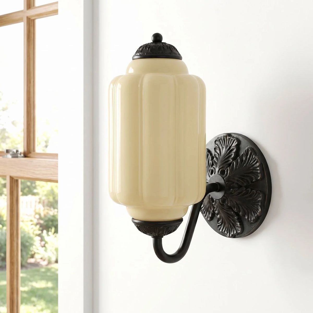 Wall Sconce Milk Glass Shade & Oiled Brass Finish