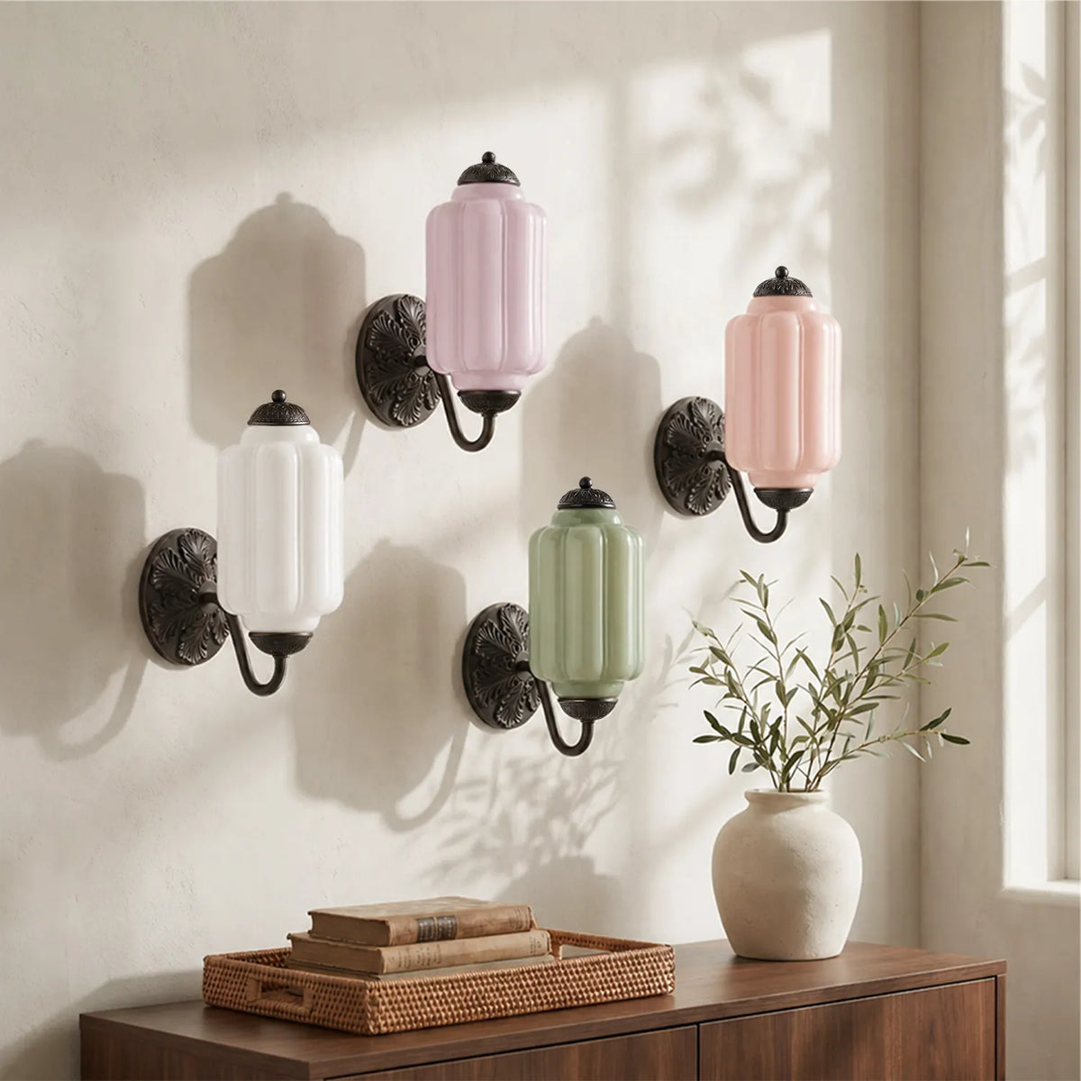 Wall Sconce Milk Glass Shade & Oiled Brass Finish