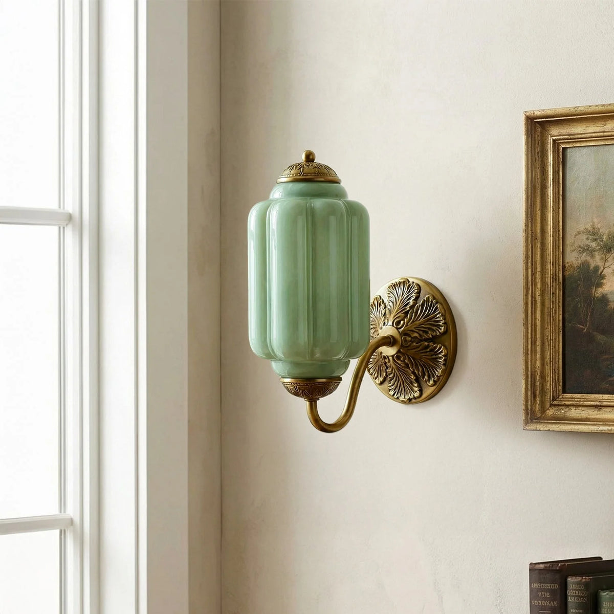 Wall Sconce Milk Glass Shade & Oiled Brass Finish